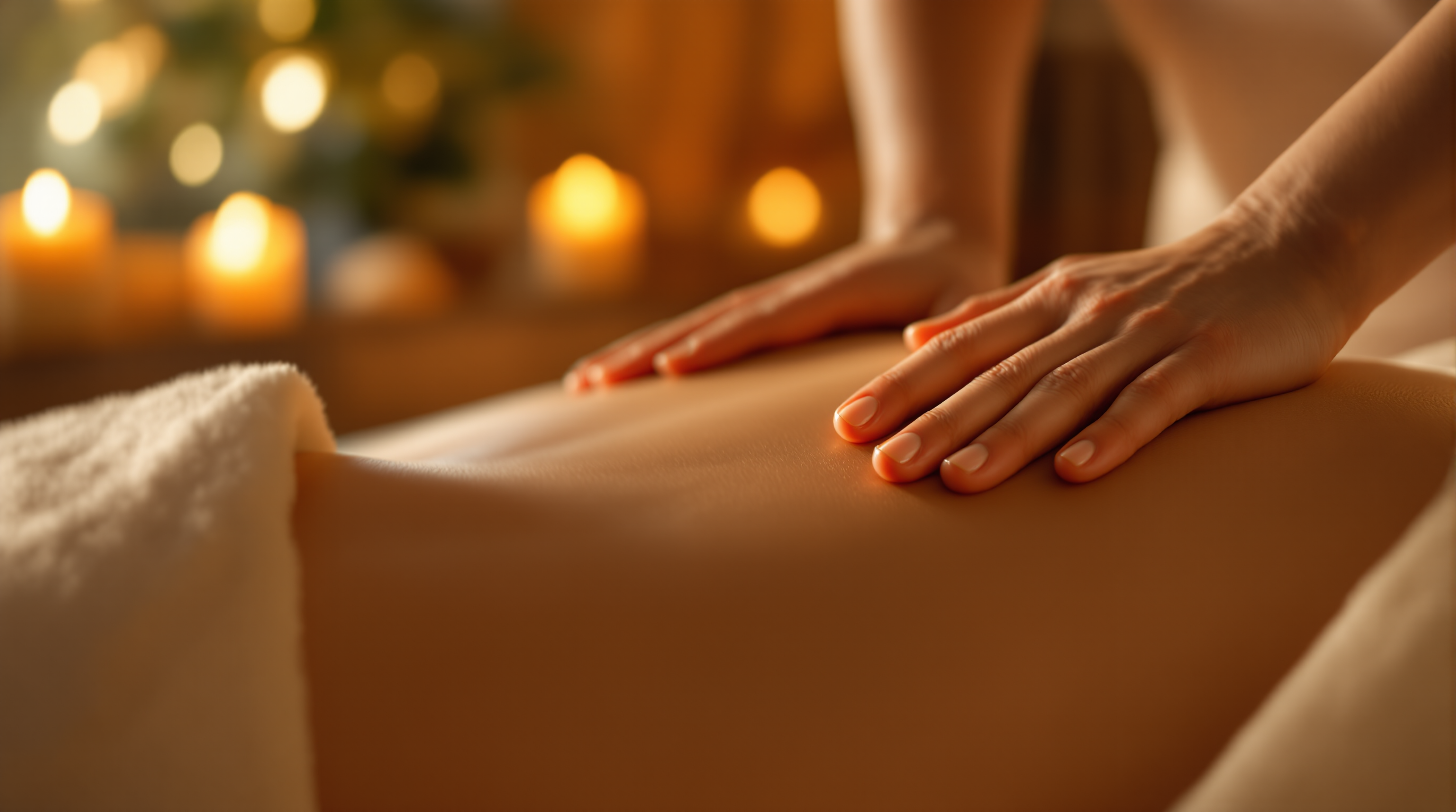 Massagetherapist hands performing deep tissue massage